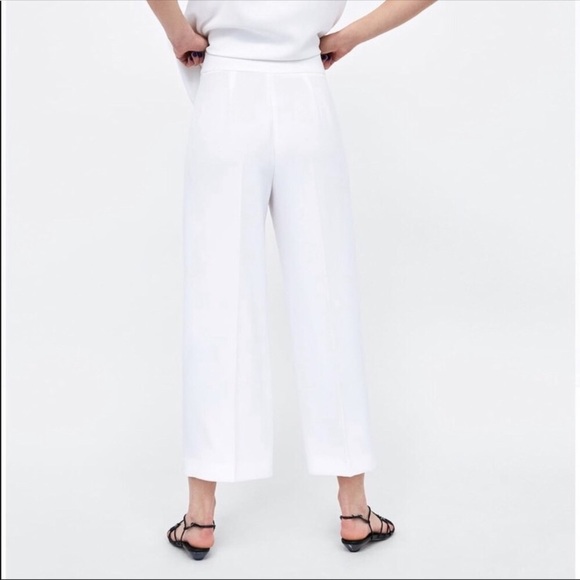 high waisted white cropped pants
